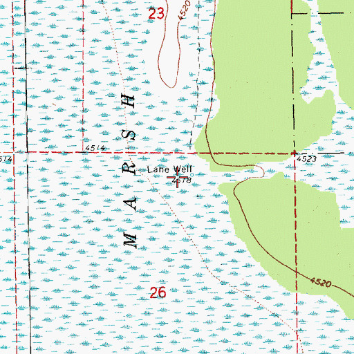 Topographic Map of Lane Well, OR