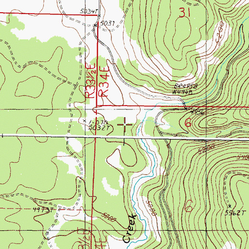Topographic Map of Larch Creek, OR