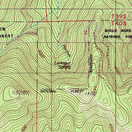 Topographic Map of Larkspur Spring, OR