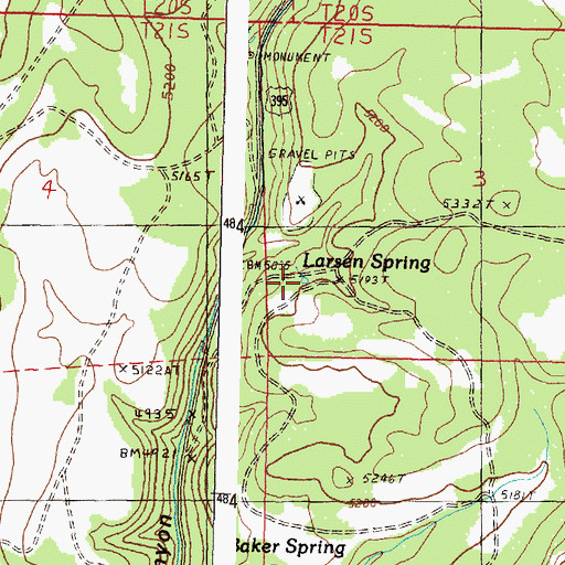 Topographic Map of Larsen Spring, OR