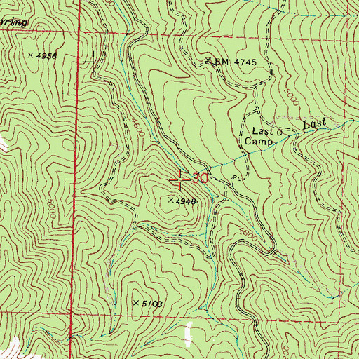 Topographic Map of Last Creek, OR