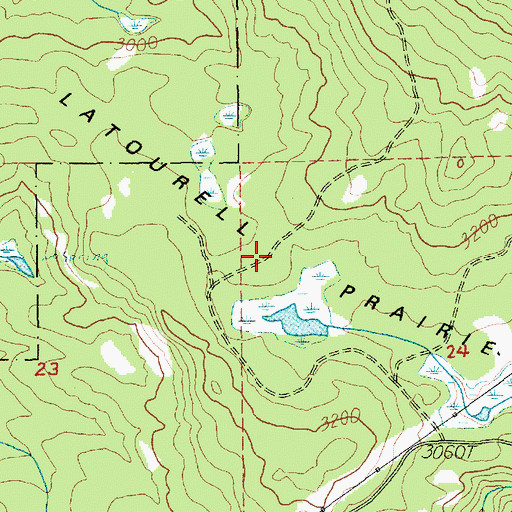 Topographic Map of Latourell Prairie, OR