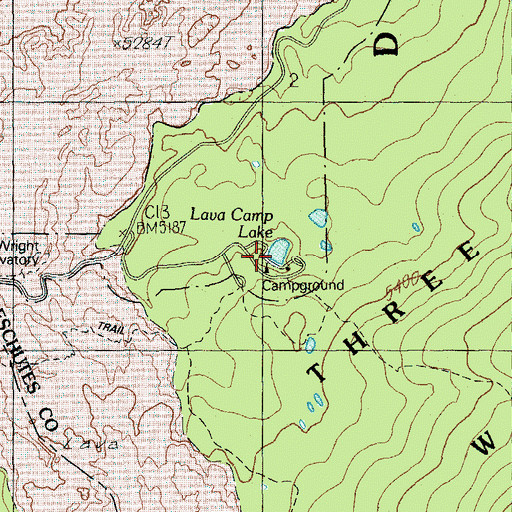 Topographic Map of Lava Camp Lake, OR