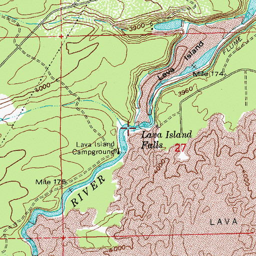 Topographic Map of Lava Island Falls, OR
