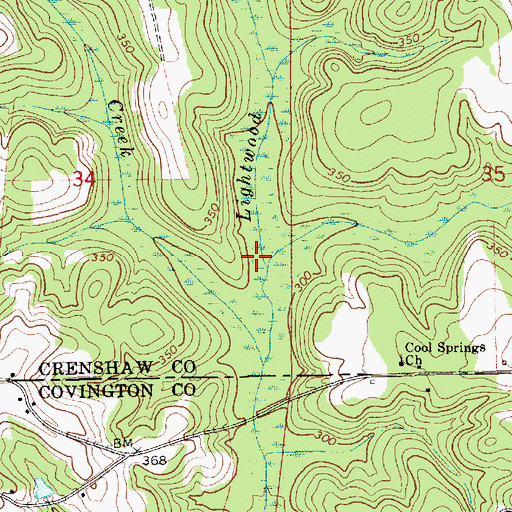 Topographic Map of Blaze Branch, AL