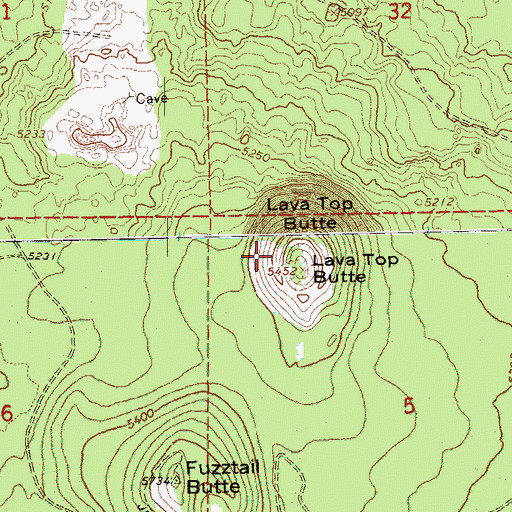 Topographic Map of Lava Top Butte, OR