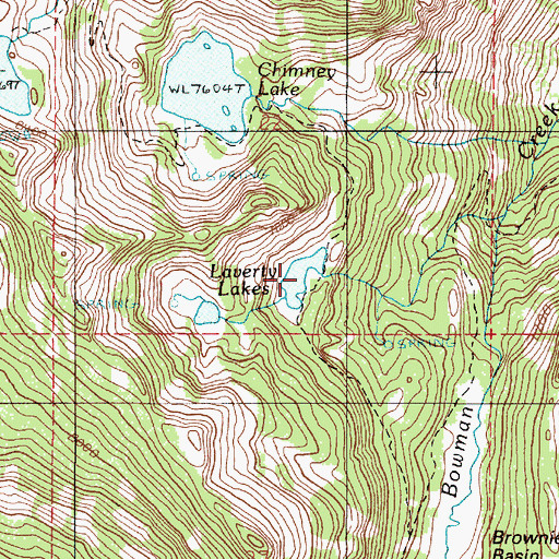 Topographic Map of Laverty Lakes, OR