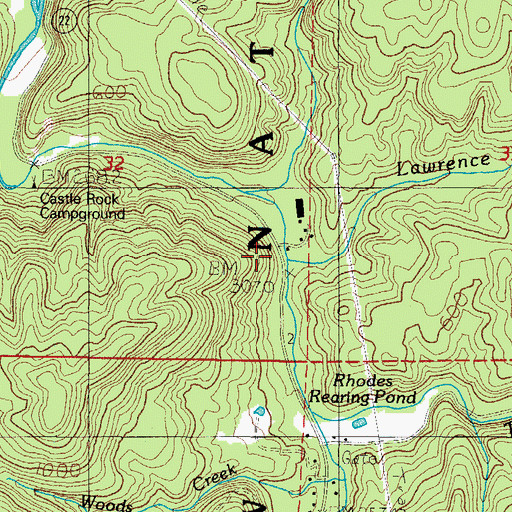 Topographic Map of Lawrence Creek, OR