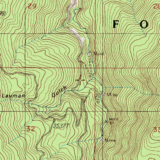 Topographic Map of Layman Gulch, OR