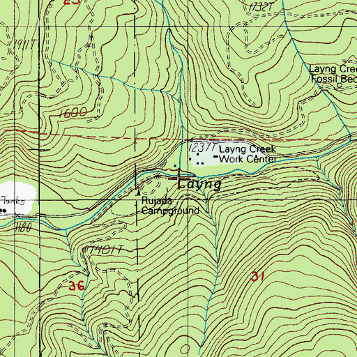 Topographic Map of Layng Creek Ranger Station, OR