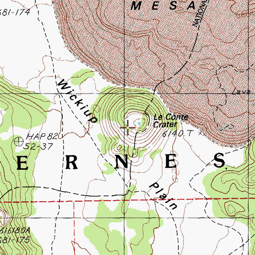 Topographic Map of Le Conte Crater, OR