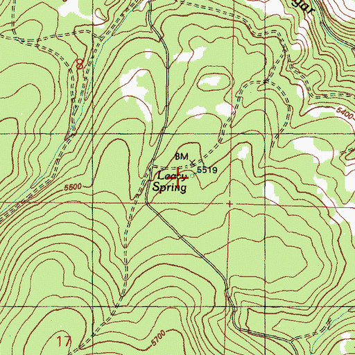 Topographic Map of Leacy Spring, OR