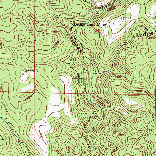 Topographic Map of Ledge Creek, OR