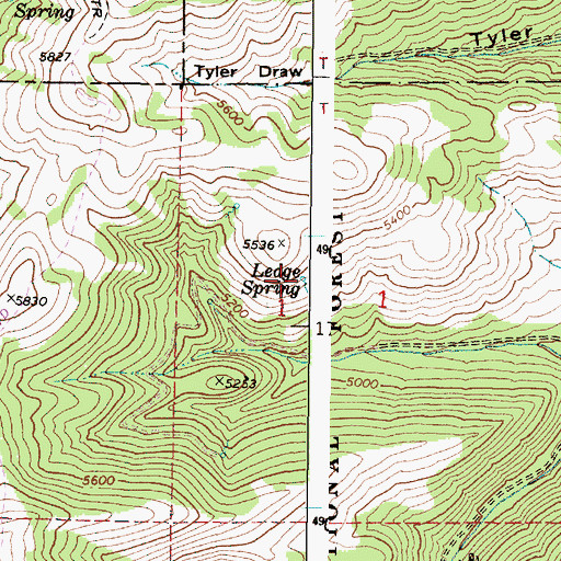 Topographic Map of Ledge Spring, OR