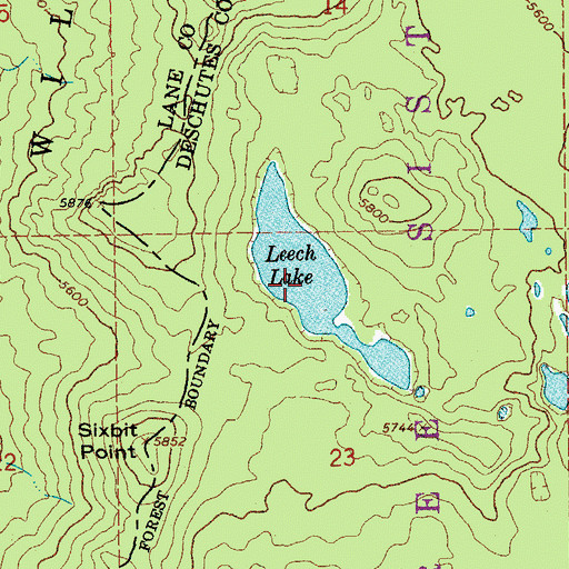 Topographic Map of Leech Lake, OR