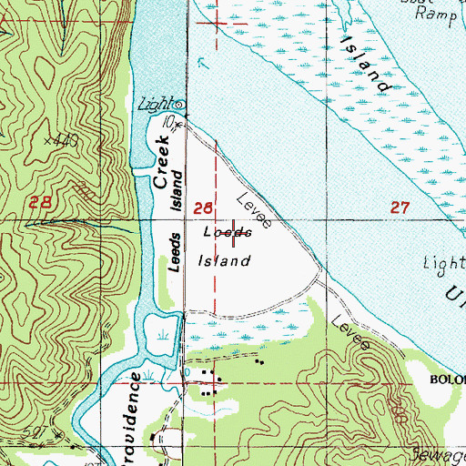 Topographic Map of Leeds Island, OR