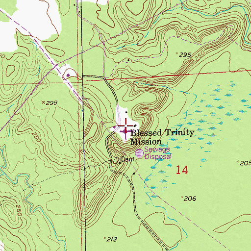 Topographic Map of Blessed Trinity Mission, AL