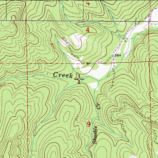 Topographic Map of Left Branch Powder Creek, OR