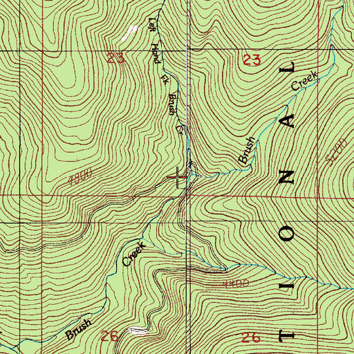 Topographic Map of Left Hand Fork Brush Creek, OR