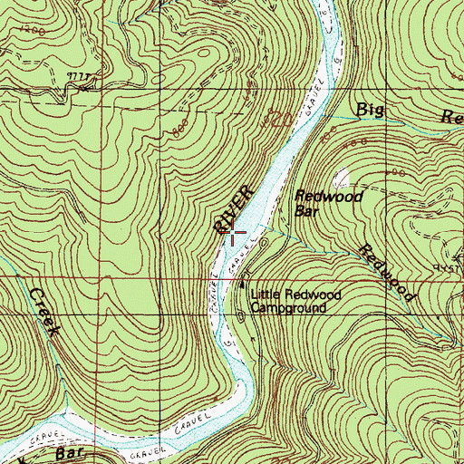Topographic Map of Little Redwood Creek, OR