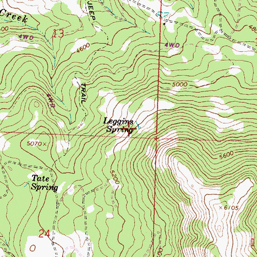 Topographic Map of Leggins Spring, OR