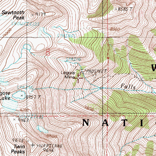 Topographic Map of Legore Mine, OR
