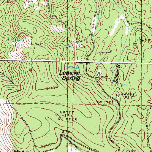 Topographic Map of Lemcke Spring, OR