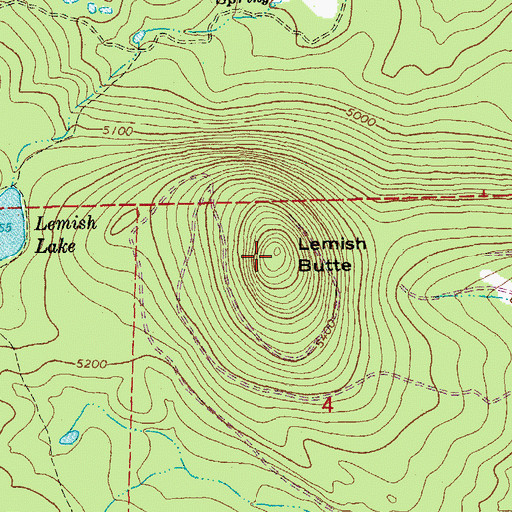 Topographic Map of Lemish Butte, OR