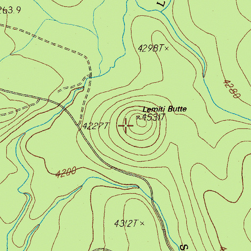 Topographic Map of Lemiti Butte, OR