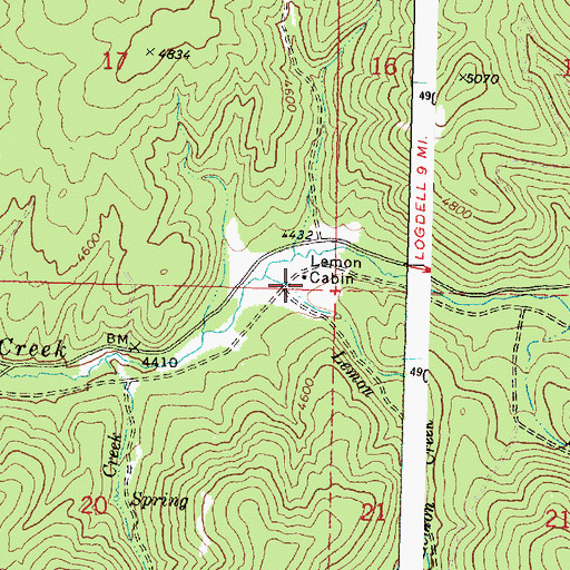 Topographic Map of Lemon Cabin, OR