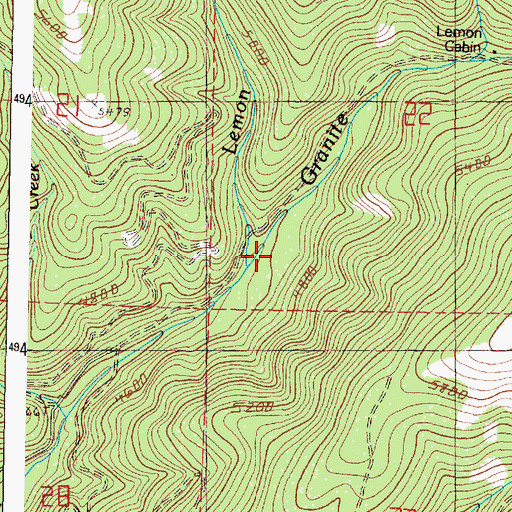 Topographic Map of Lemon Creek, OR
