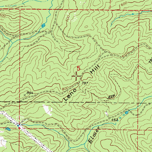Topographic Map of Leno Hill, OR