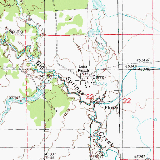 Topographic Map of Lenz Ranch, OR