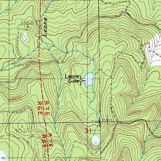 Topographic Map of Leone Lake, OR