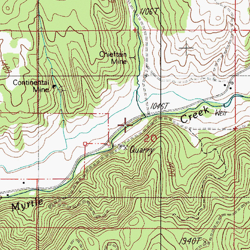 Topographic Map of Letitia Creek, OR