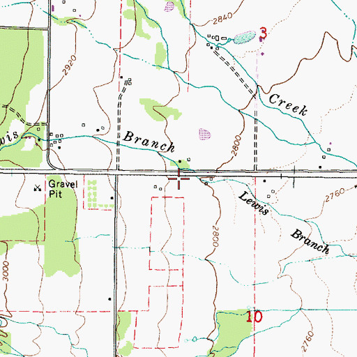Topographic Map of Lewis Branch, OR