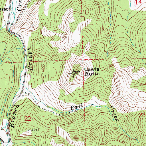 Topographic Map of Lewis Butte, OR