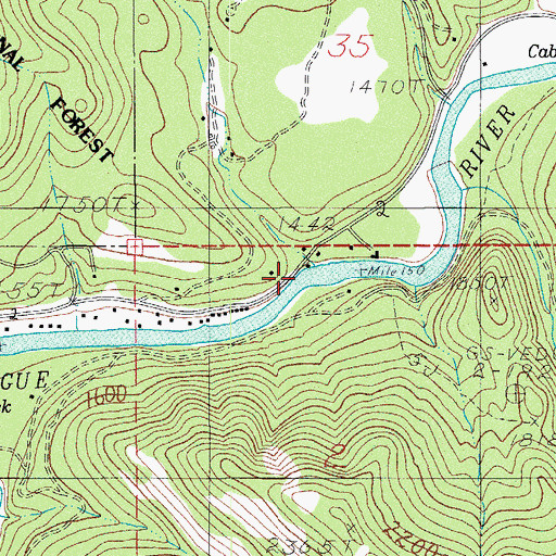 Topographic Map of Lewis Creek, OR