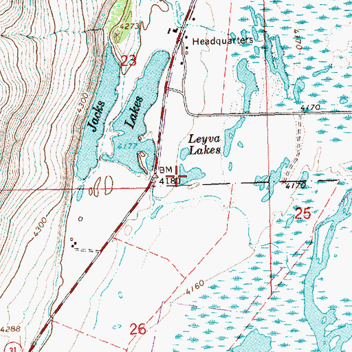 Topographic Map of Leyva Lakes, OR