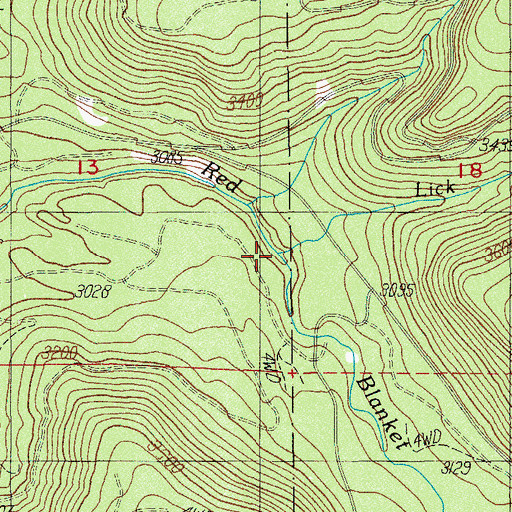 Topographic Map of Lick Creek, OR