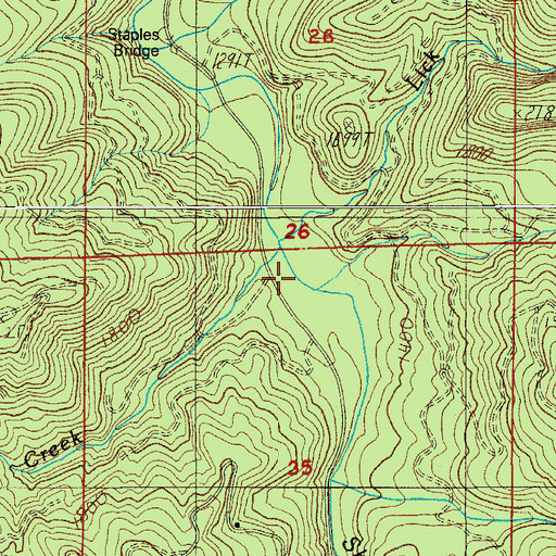Topographic Map of Lick Creek, OR