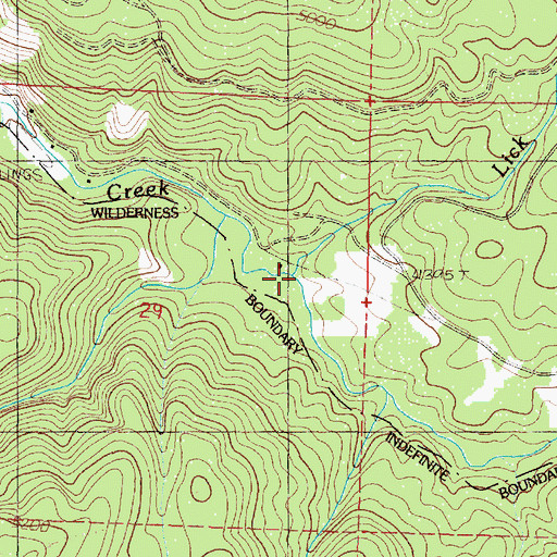 Topographic Map of Lick Creek, OR