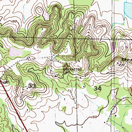 Topographic Map of Blocker Hill Cemetery, AL