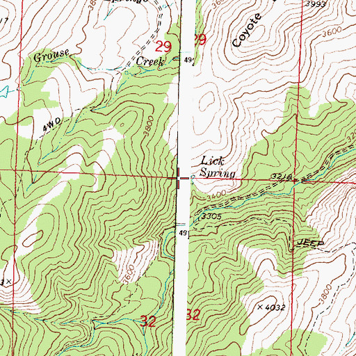 Topographic Map of Lick Spring, OR