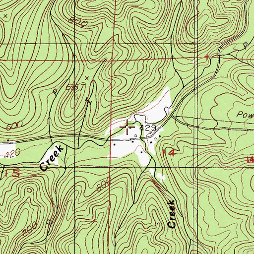 Topographic Map of Leaver Creek, OR