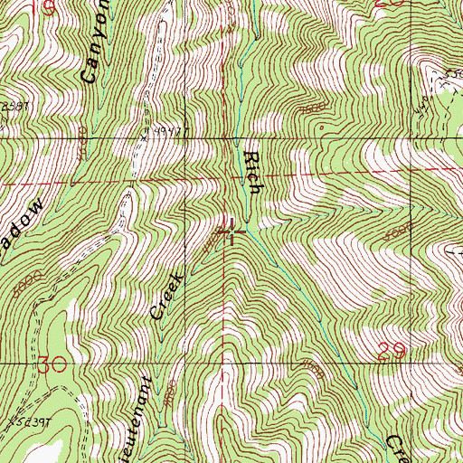 Topographic Map of Lieutenant Creek, OR