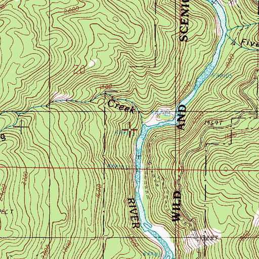 Topographic Map of Lightning Creek, OR