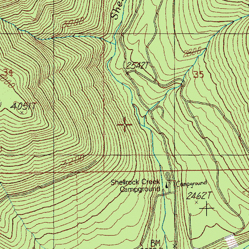 Topographic Map of Lightning Creek, OR