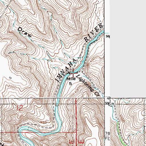 Topographic Map of Lightning Creek, OR