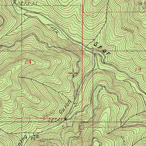 Topographic Map of Lightning Gulch, OR